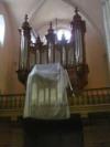 Orgel gedeeltelijk ingepakt i.v.m. restauratie kerkinterieur. Bild: Tjalling Roosjen. Datering: 19 October 2011.